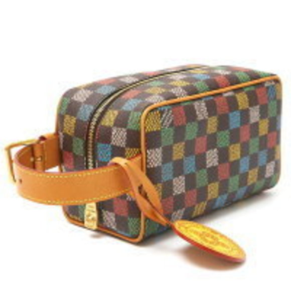 Louis Vuitton Locker Dopp Kit Hand Clutch Bag LV Birds Cowhide Multicolor - Picture 1 of 7
